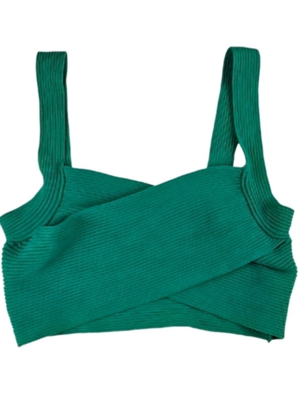 Mango Green Ribbed Crop Top - Picture 2 of 5